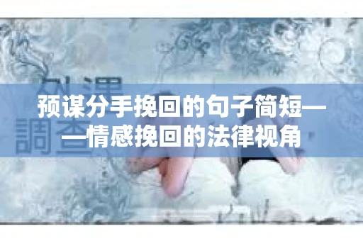 预谋分手挽回的句子简短——情感挽回的法律视角