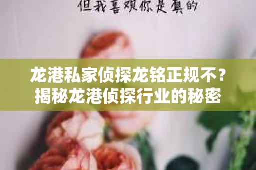 龙港私家侦探龙铭正规不？揭秘龙港侦探行业的秘密